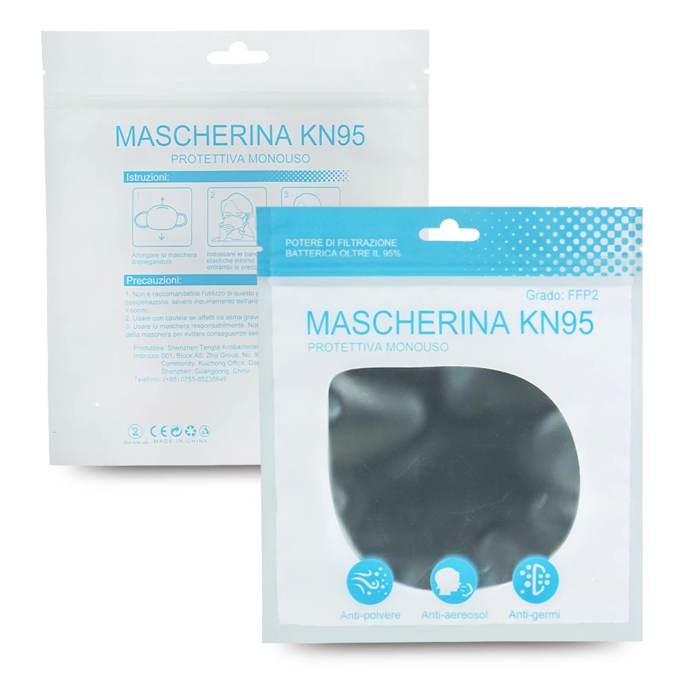 Custom print plastic bag N95 medical surgical face mask packaging bag foil bag face mask with Hang Hole for dust mask