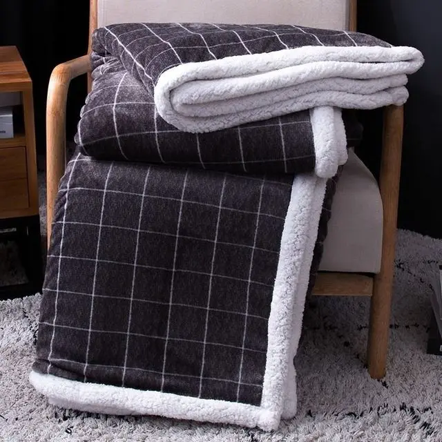 Soft luxury lamb wool warm pure color nap double thickened flannel blanket plain coral fleece sherpa blanket