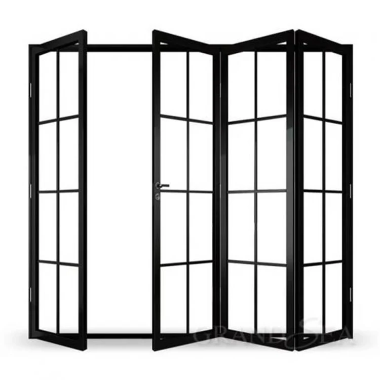 Hurricane proof Aluminum Modern Glass Decoration Accordion Bi Folding Door Grill Design