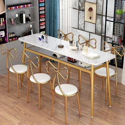 Wholesale simple manicure table and chair set economic single small double iron manicure table