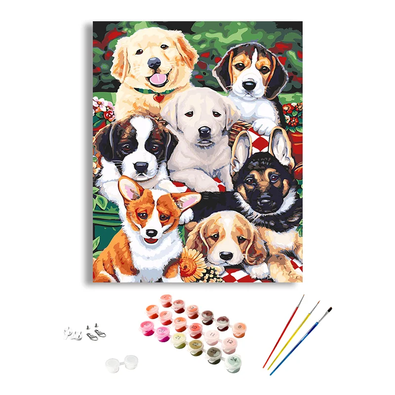 DIY Painting by Numbers Kits Cat Dog Picture on Canvas Custom Colorful  Animal Oil Painting Wall Arts Decorations for Home
