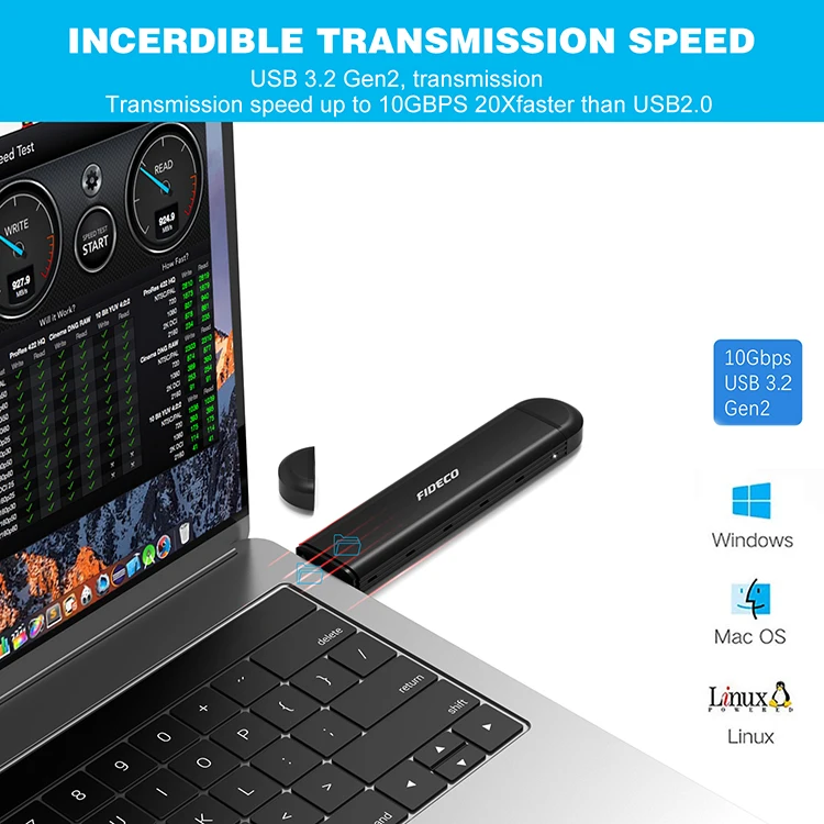 FIDECO Nvme M.2 Pcie Ssd External Enclosure Usb 3.1 Type C Ngff Case M.2 Ssd Enclosure Nvme Disque Dur Externe Ssd