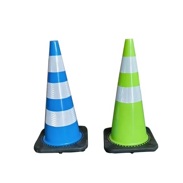 
Wholesale Good Quality Flexible 700mm Green Bule PU Plastic Warning Road Sign Traffic Safety Cone 