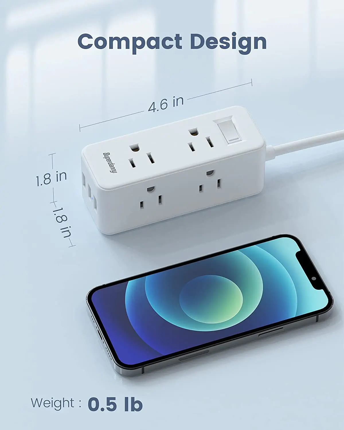 Superdanny Widely Spaced Outlets usb extension socket Surge Protection USB Power Board