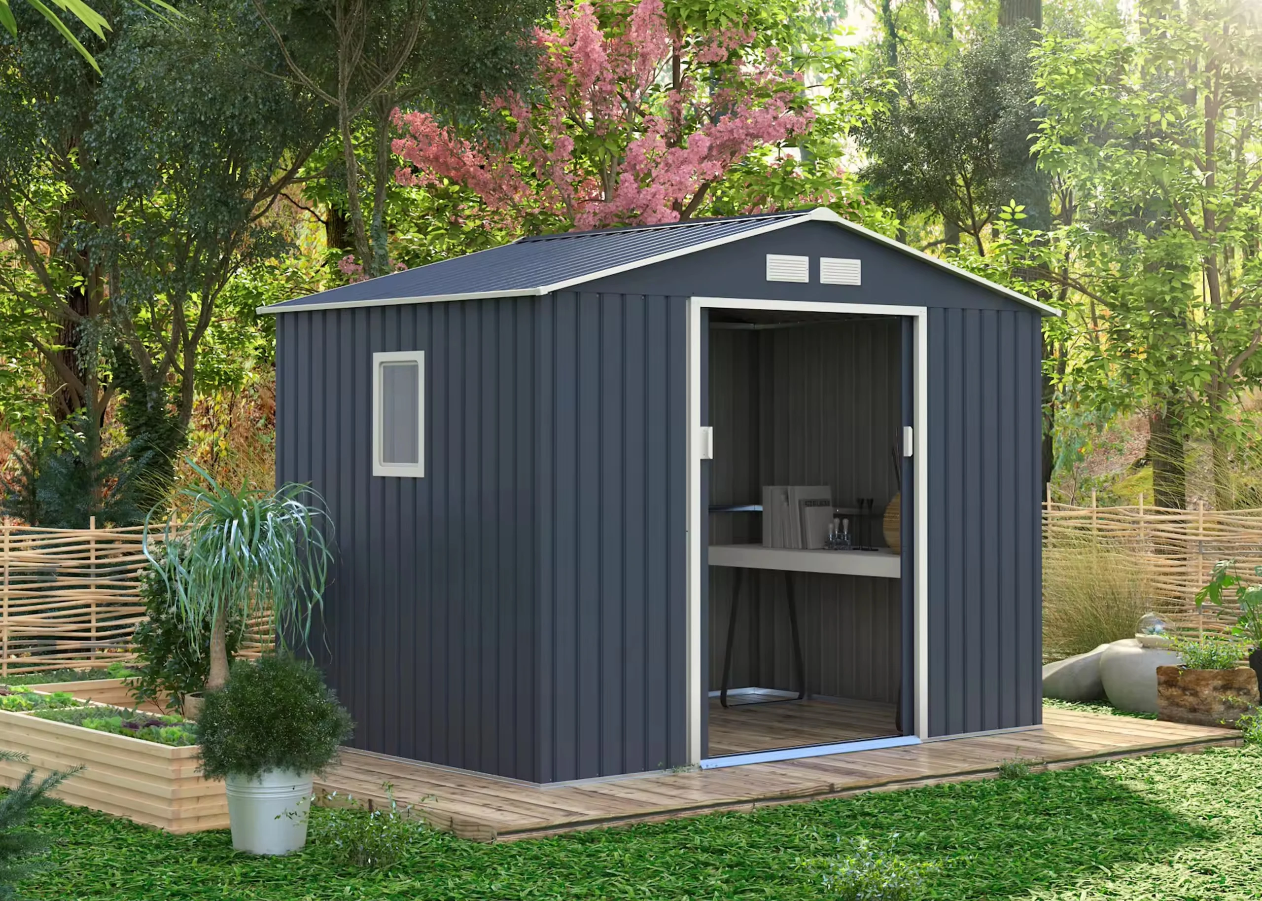 Tool Sheds,Outdoor Storage Shed, Metal Garden Shed with with Updated Frame Structure for Backyard Garden Patio Lawn