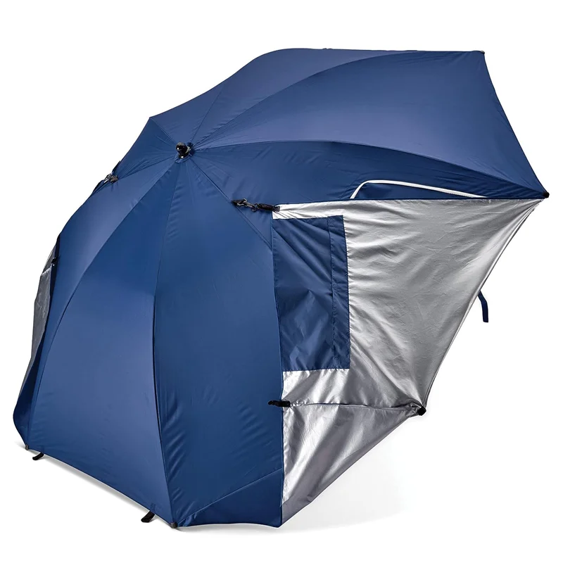 Portable Outdoors Beach Tent  Side Window Beach Umbrella Fiberglass Frame 2-4 People Awning