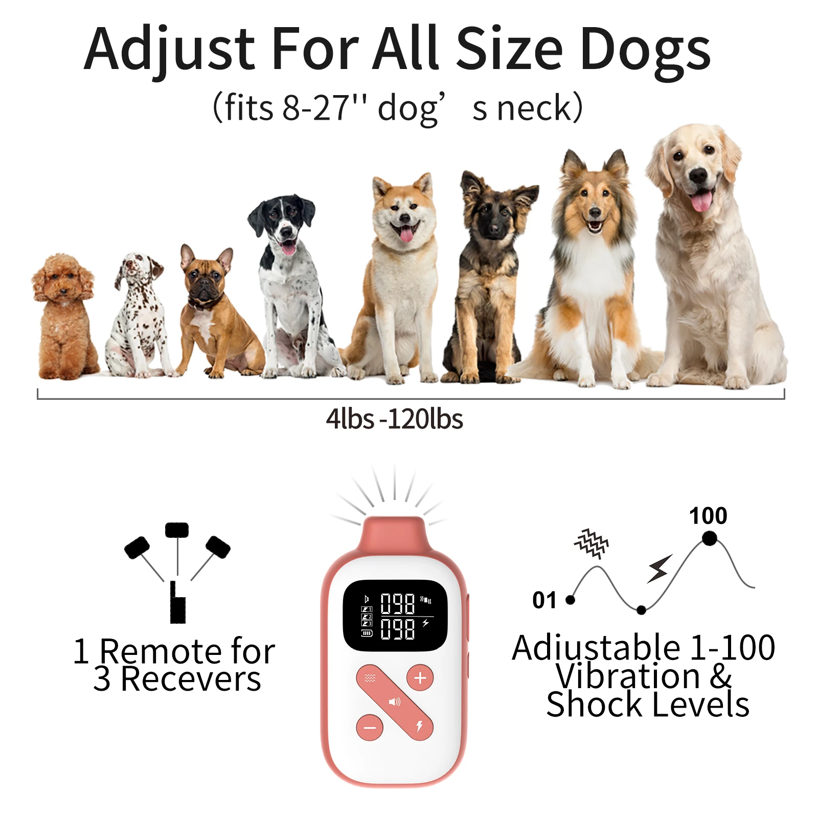 Training Modes Beep Vibration and Shock Up to 3300 ft Remote Dog Training Collar Shock Collar with Remote