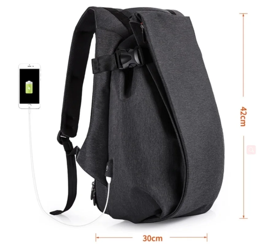 Business men USB charging waterproof  backpack with laptop compartment