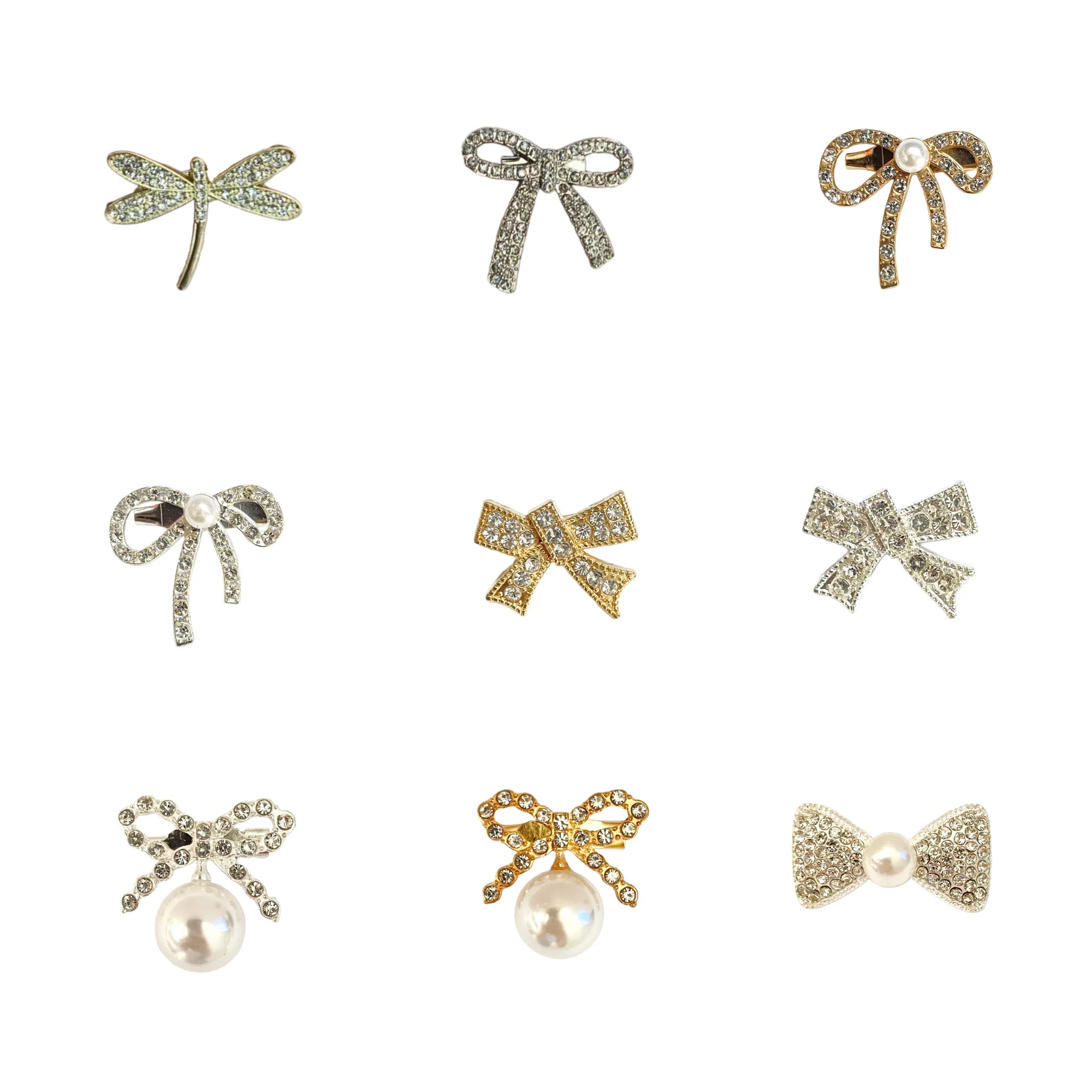 Small Brooch Wholesale Stock bow set diamond metal pin shirt knit coat fashion decorative clothing buttons