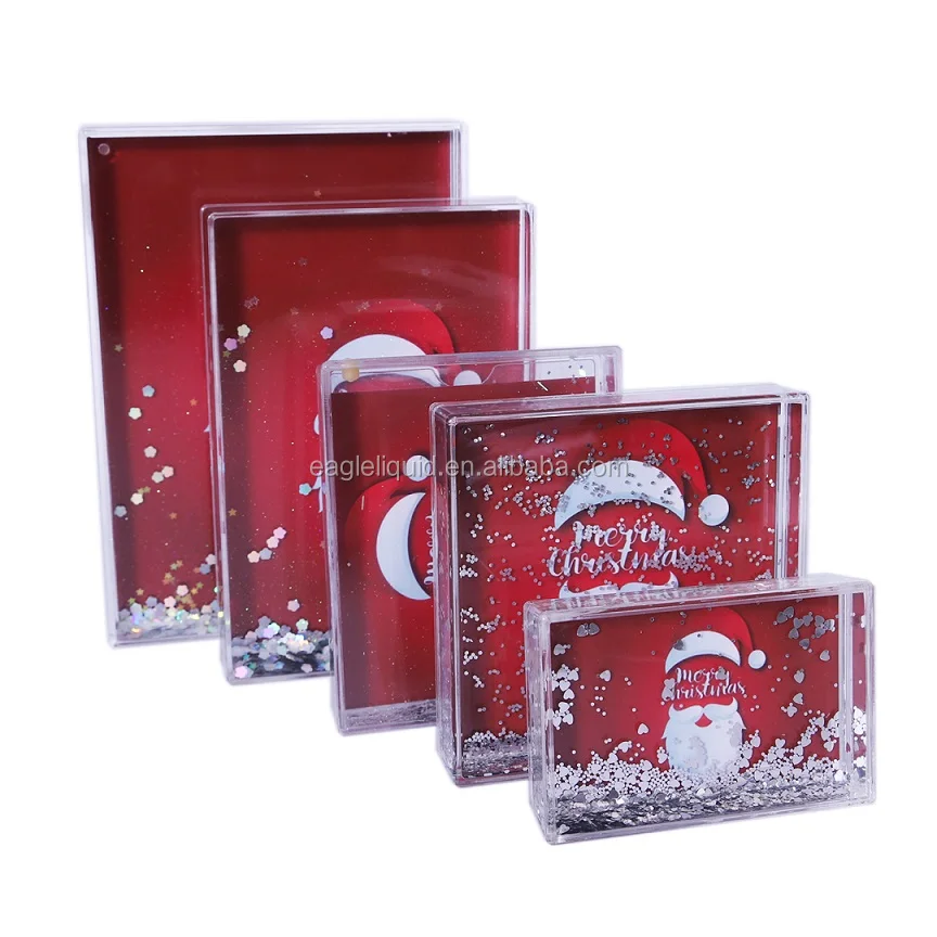 rectangle crystal water cube personalized aqua confetti block silver glitter picture photo frame for home decorations