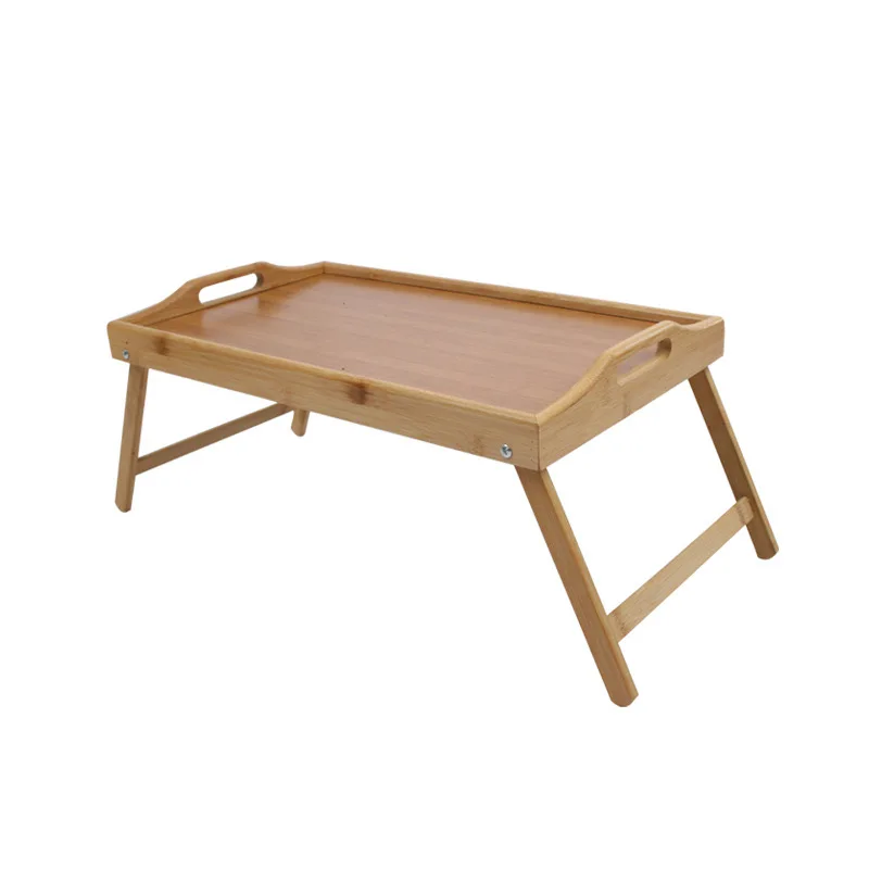 Bamboo Bed Laptop Desk Snack Tray Table With Folding Legs Breakfast Storage Tray for Sofa Bed Eating Working