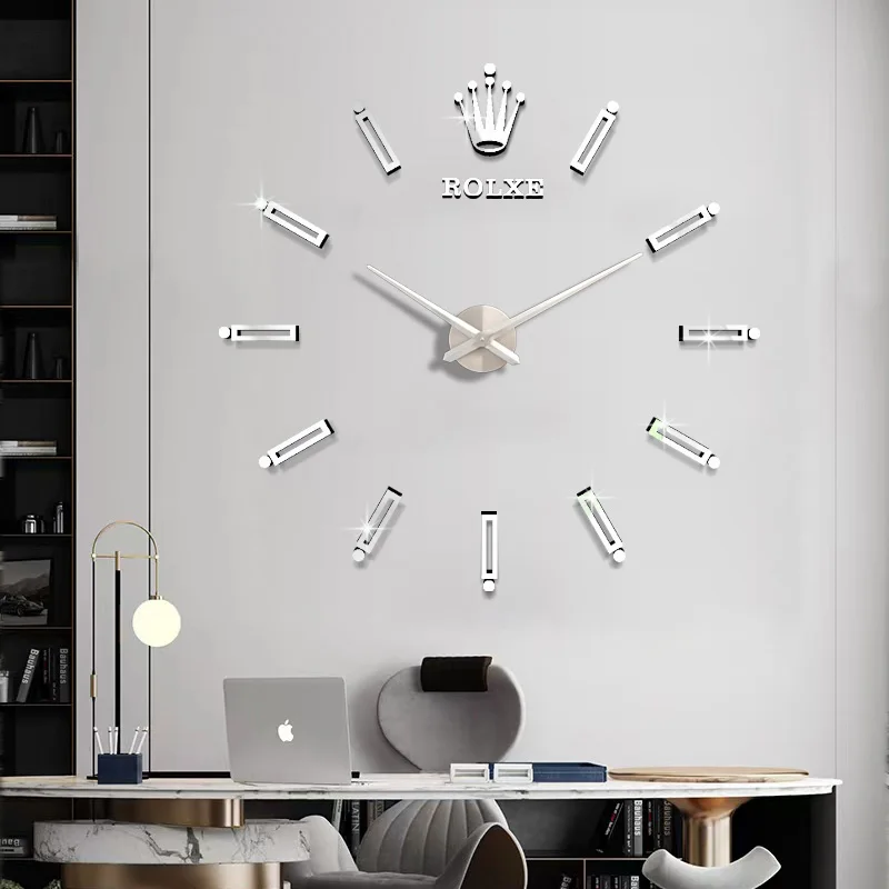 2022 hot sell  in stock luxury clock wall large 3d wall clock big DIY home decorative acrylic rollex creative wall clock