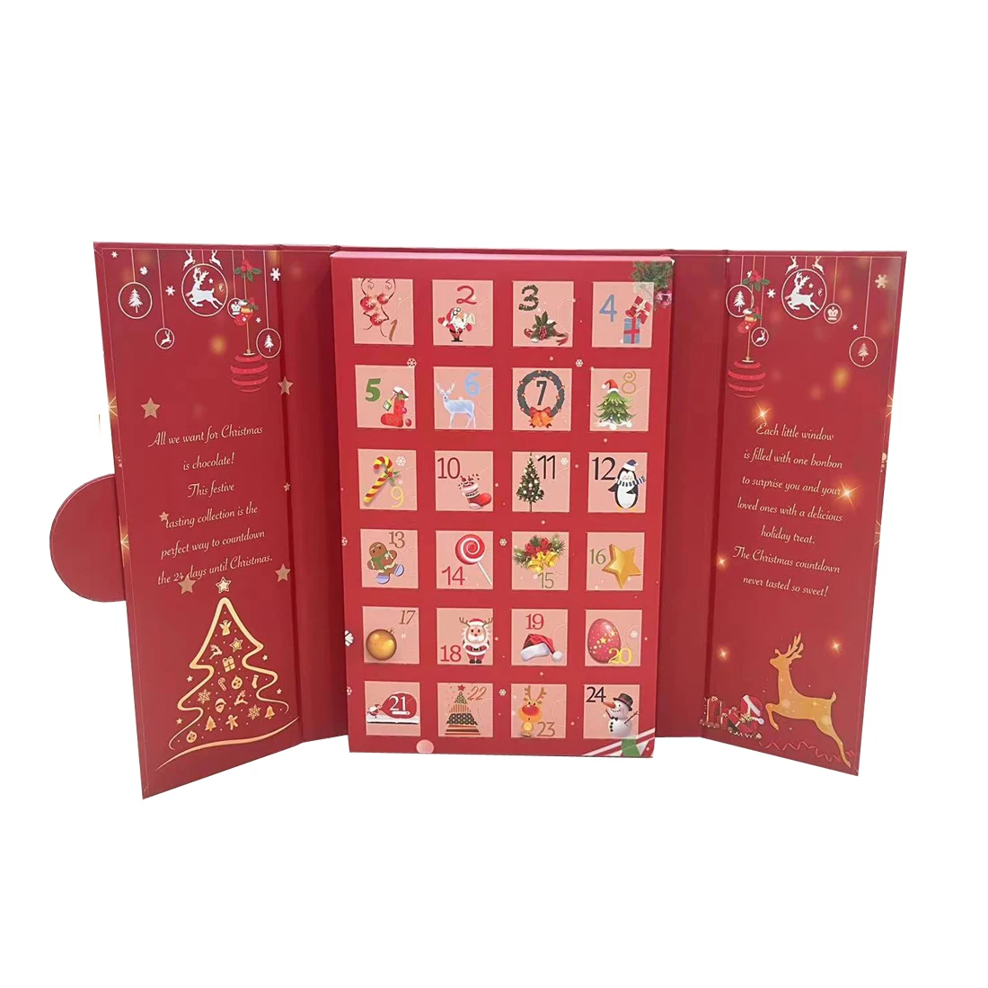 High Quality Good Price Oem&Odm Luxury 24 Days Christmas Advent Calendar Packaging Gift Box With Drawer