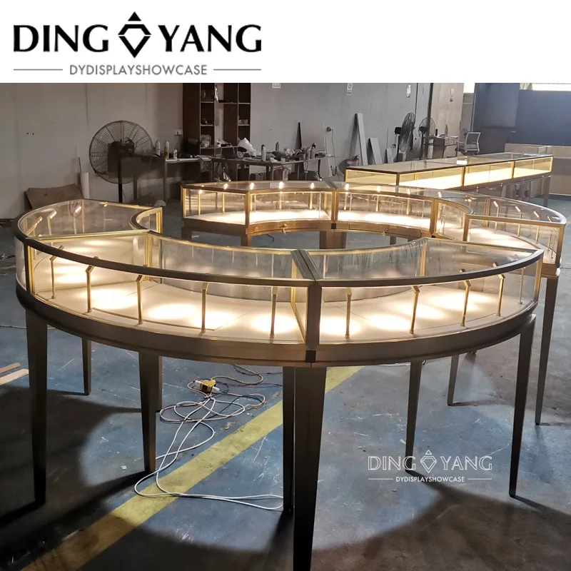 Профессиональное производство, высококлассная Современная Золотая витрина для ювелирных изделий, мебель для ювелирных изделий