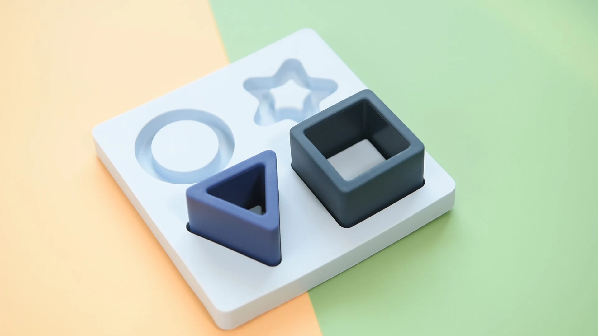 BPA Free Silicone Pentagram Square Circle Triangle Shape Geometric Puzzle Set Educational Toys for Toddlers