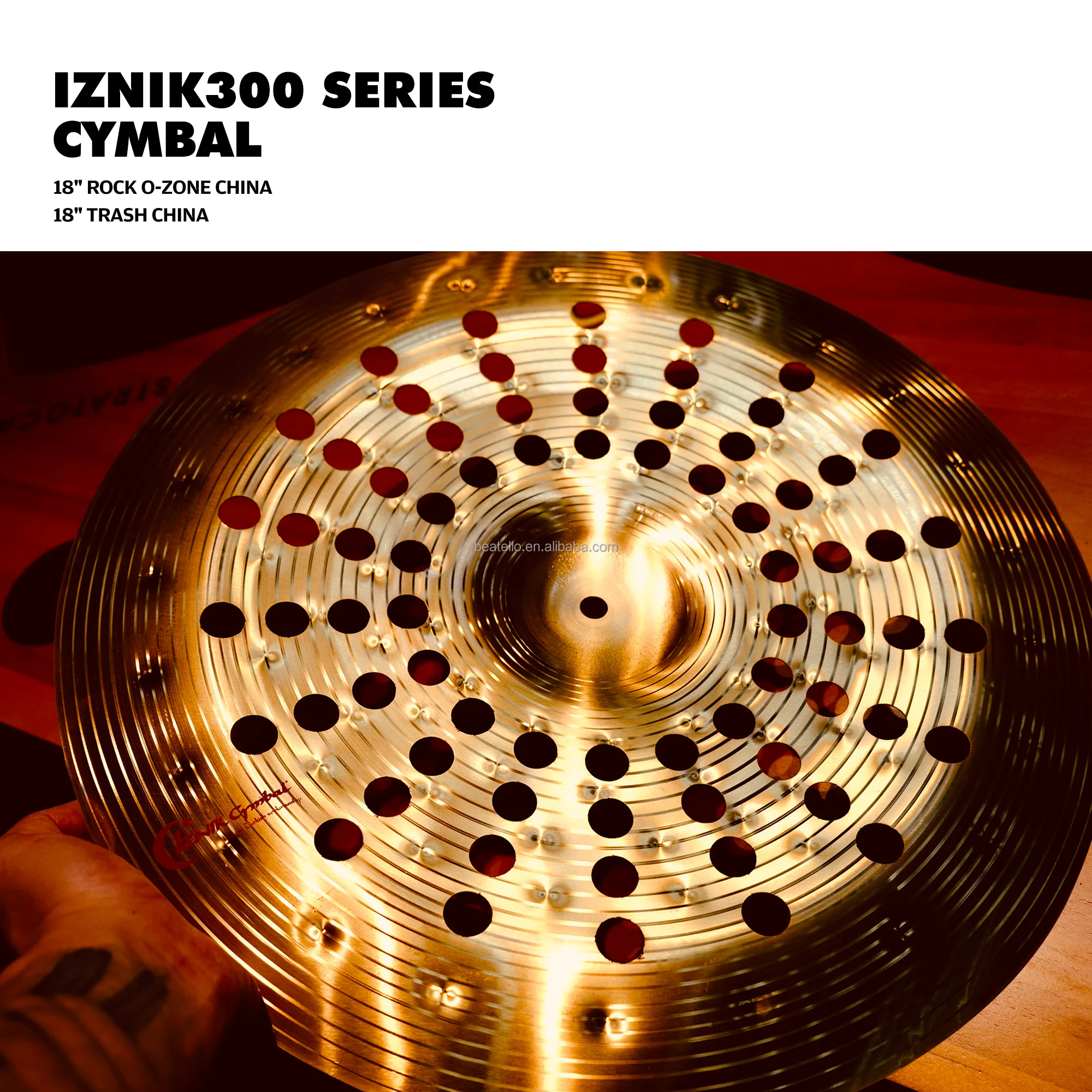 IZINK Professional Trash Crash Cymbals Set 18Inch Effect Cymbal With Holes For Drum Kits Hand Hammered Chinese Cymbals