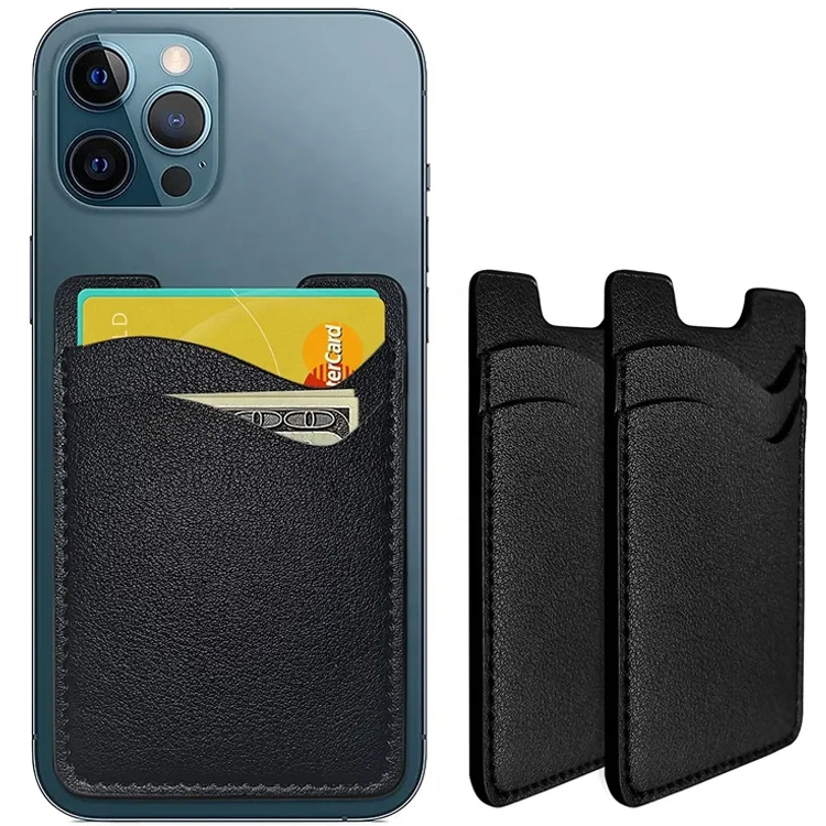 Двойные карманы самоклеящиеся стики на бумажнике сотовый телефон совместимый с мобильным телефоном задняя крышка из искусственной кожи держатель для карт чехол телефона