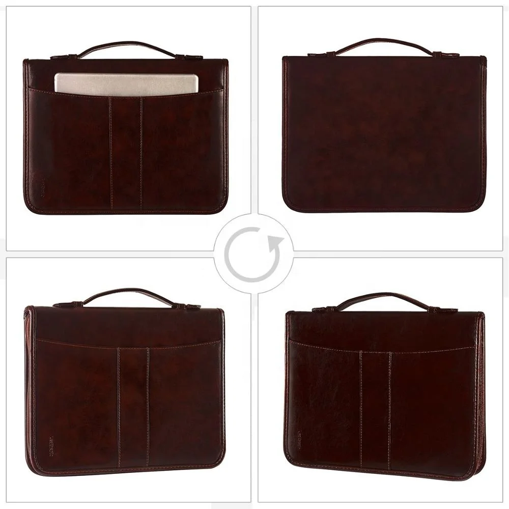 
Business Gift Brown Office Supply Leather Folder A4 Document Holder Portfolio 