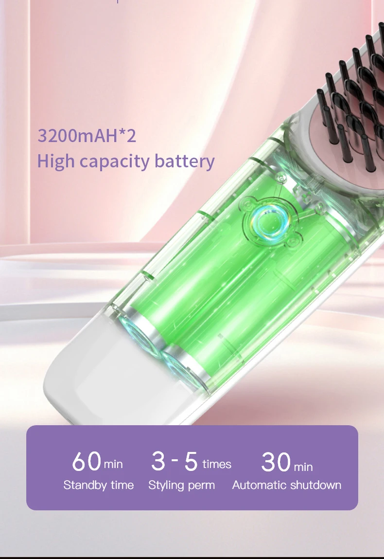 Cordless straight wireless control cordless hair straightening comb  straightener brush