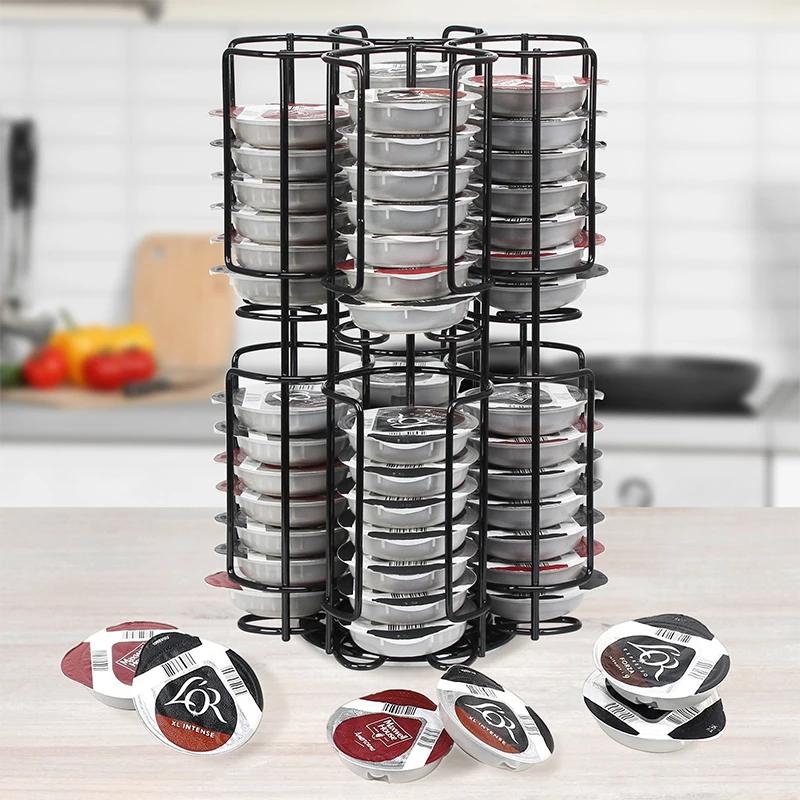 Coffee Pod Capsule Storage Carousel Holder Rack Organizer Tower Stand 64pcs