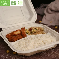 Easy Green Biodegradable Disposable Restaurant Takeout Cornstarch 3 Compartment Food Container