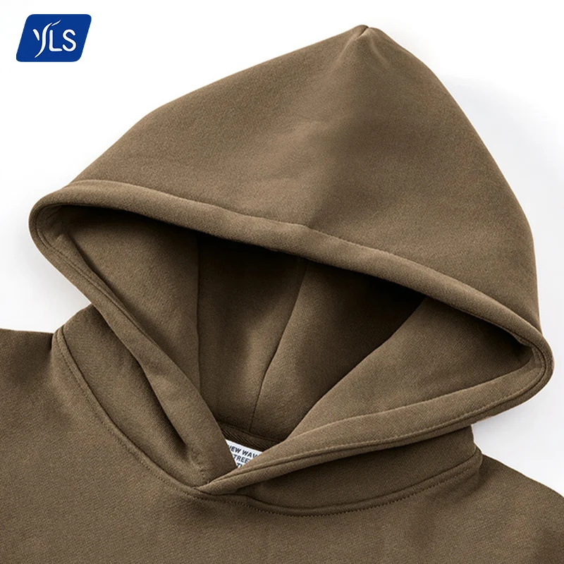 YLS Luxury Unisex Hoodies Oversized Printed Best Quality Hoody Knitted Stringless 345gsm Cotton Fleece Blank Plain Hoodies
