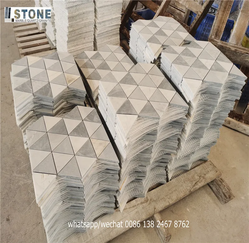 marble mosaic triangle mosaic marble design kitchen wall mosaic