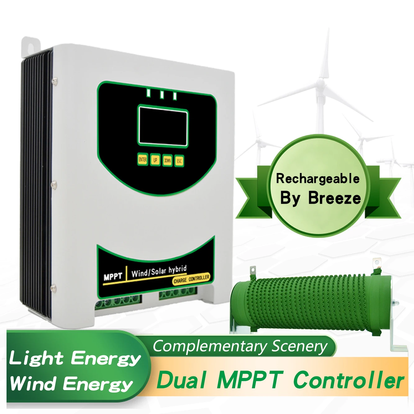 Yinen Dual Channel Wind Solar Hybrid Charge Controller 2000w 3000w 4000w Solar Power Controller 48v Mppt