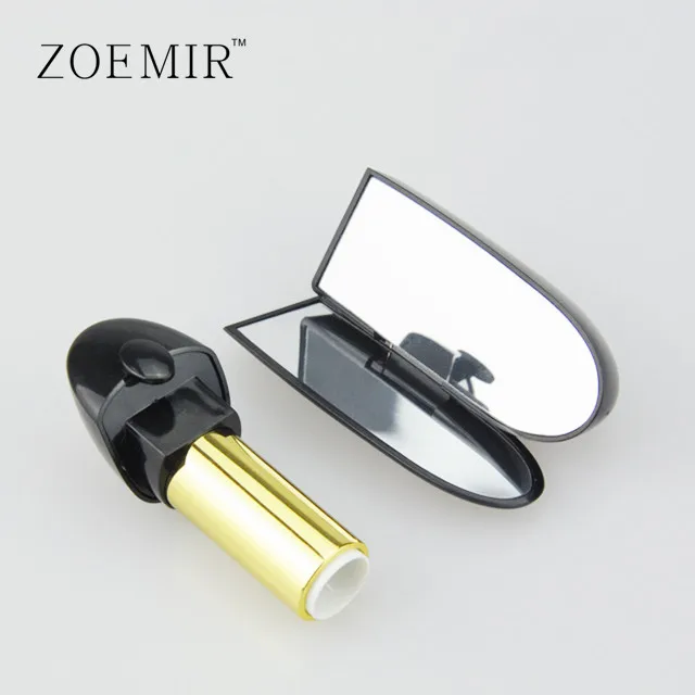 Unique Design Empty Black Lipstick Tube Container Custom Special Lipstick Case With Double Mirror