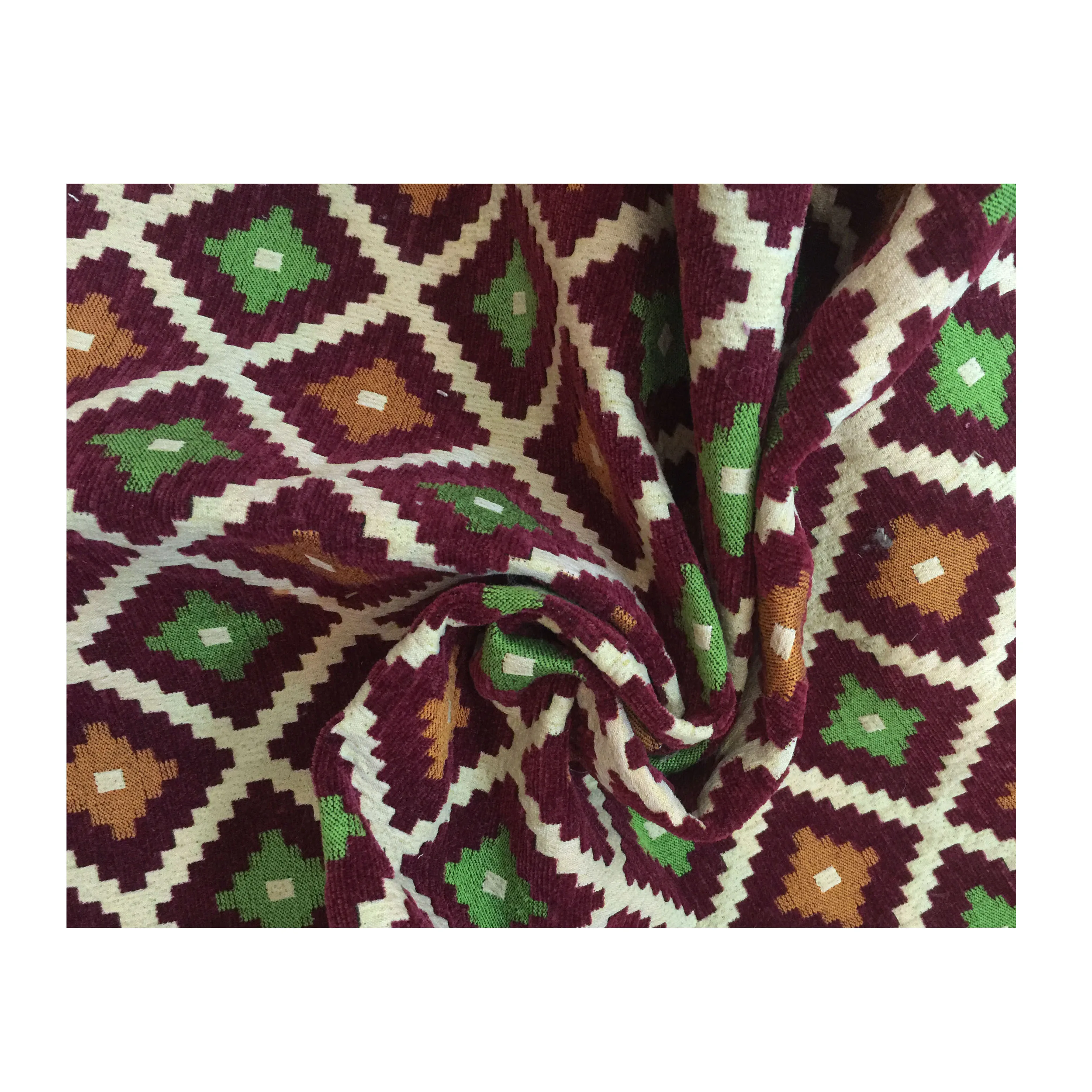 High quality velvet upholstery fabric 100% polyester chenille touch waffle sofa fabric with Linen look