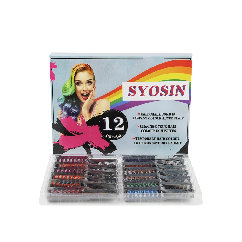 Birthday Party Cosplay Hair Color Dye Washable  DIY 12 colors Hair Chalk Comb temporary hair color dye for girls