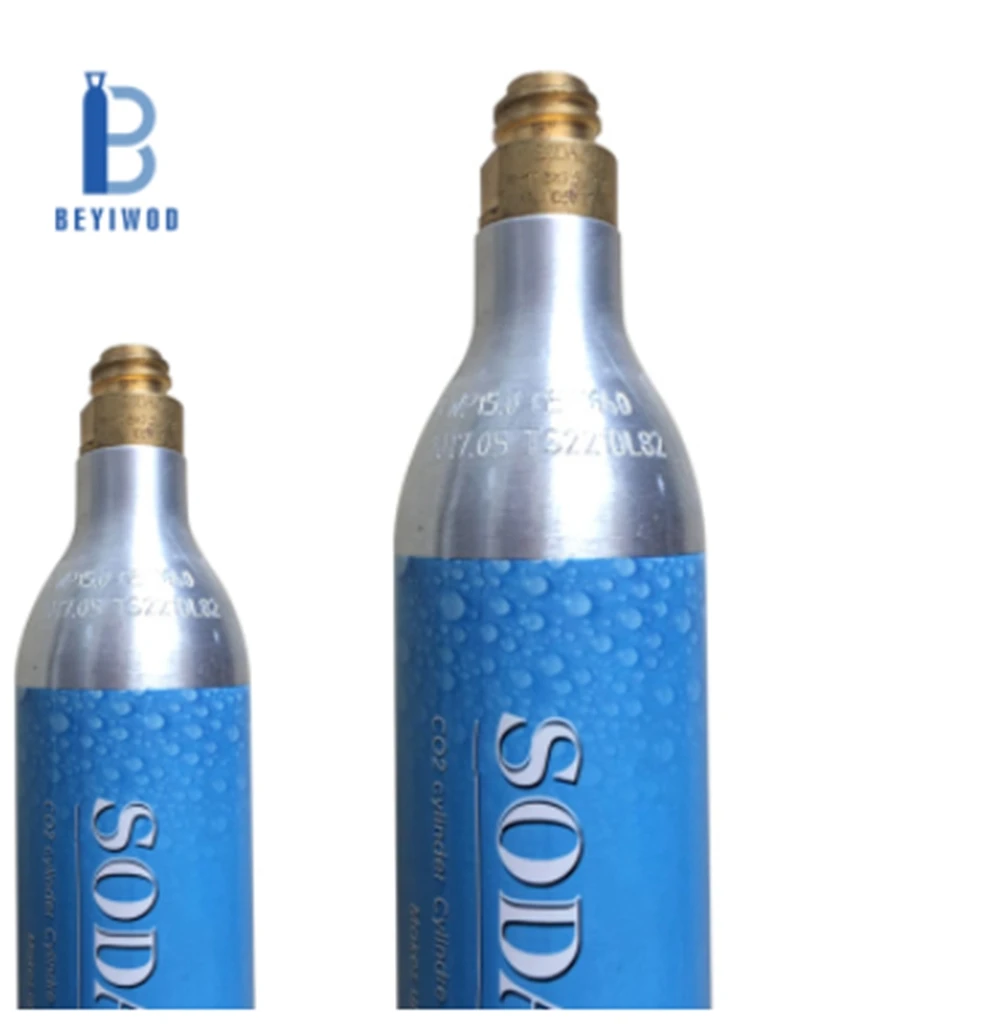 Refillable 0.6L co2 cylinder 60L soda cylinder 425G DOT TPED aluminum food grade portable for soda bubbler Beer drinks