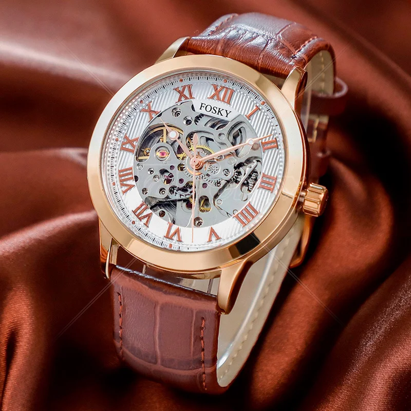 Wrist Luxury Custom OEM ODM Logo Mechanical Automatic Waterproof Timepiece Hand  Fashion Skeleton Brand Classic Watch For Men