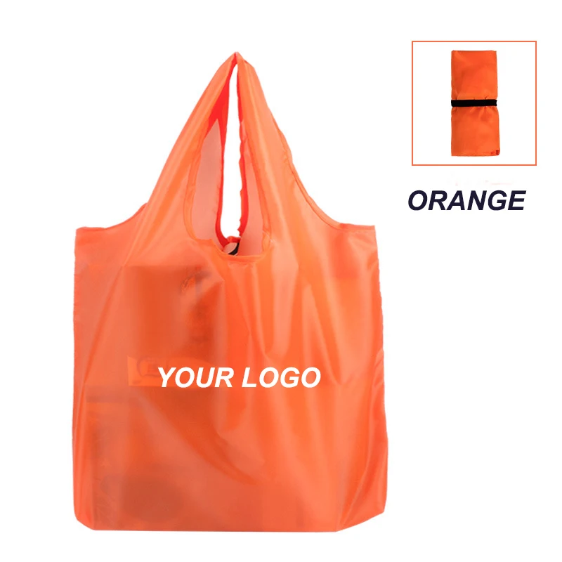 Heavy Duty Expandable Large Big Eco-Friendly Folding Tote Shopping Bag Reusable Foldable Polyester Bag With Logo Printed