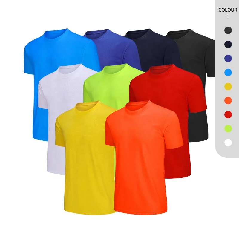 Polyester mesh fabric blank multi color sport quality t shirt kids and adult cheap gym t shirt