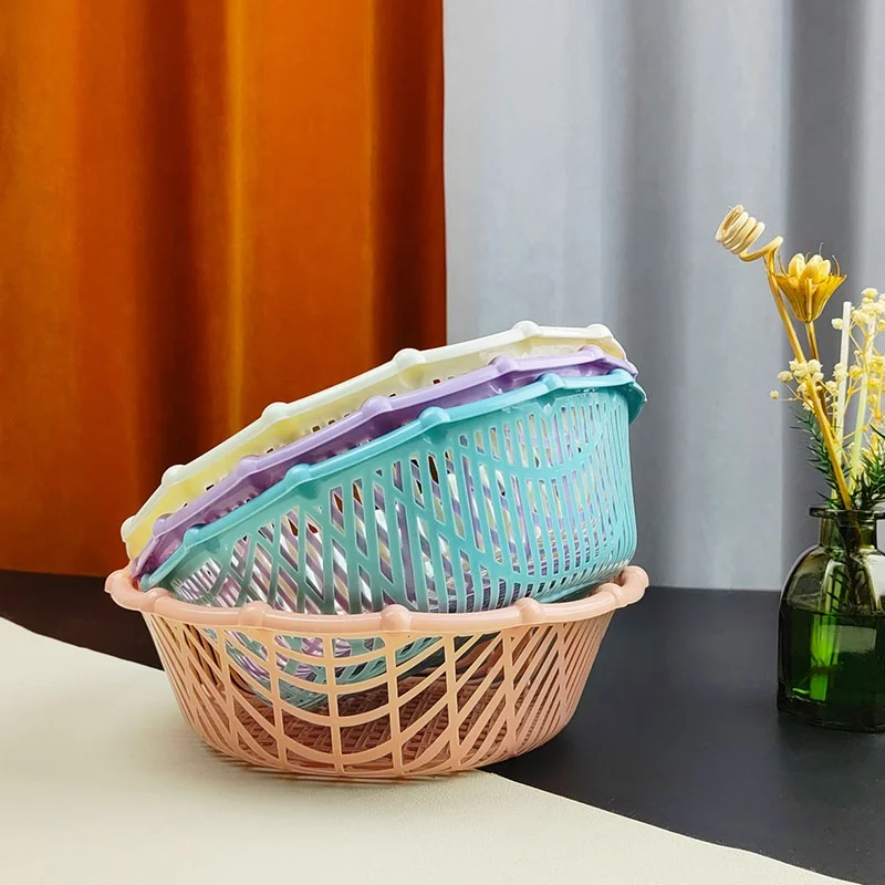Multifunctional Color Round Hollow Plastic Water Filter Basket Fruit Plate
