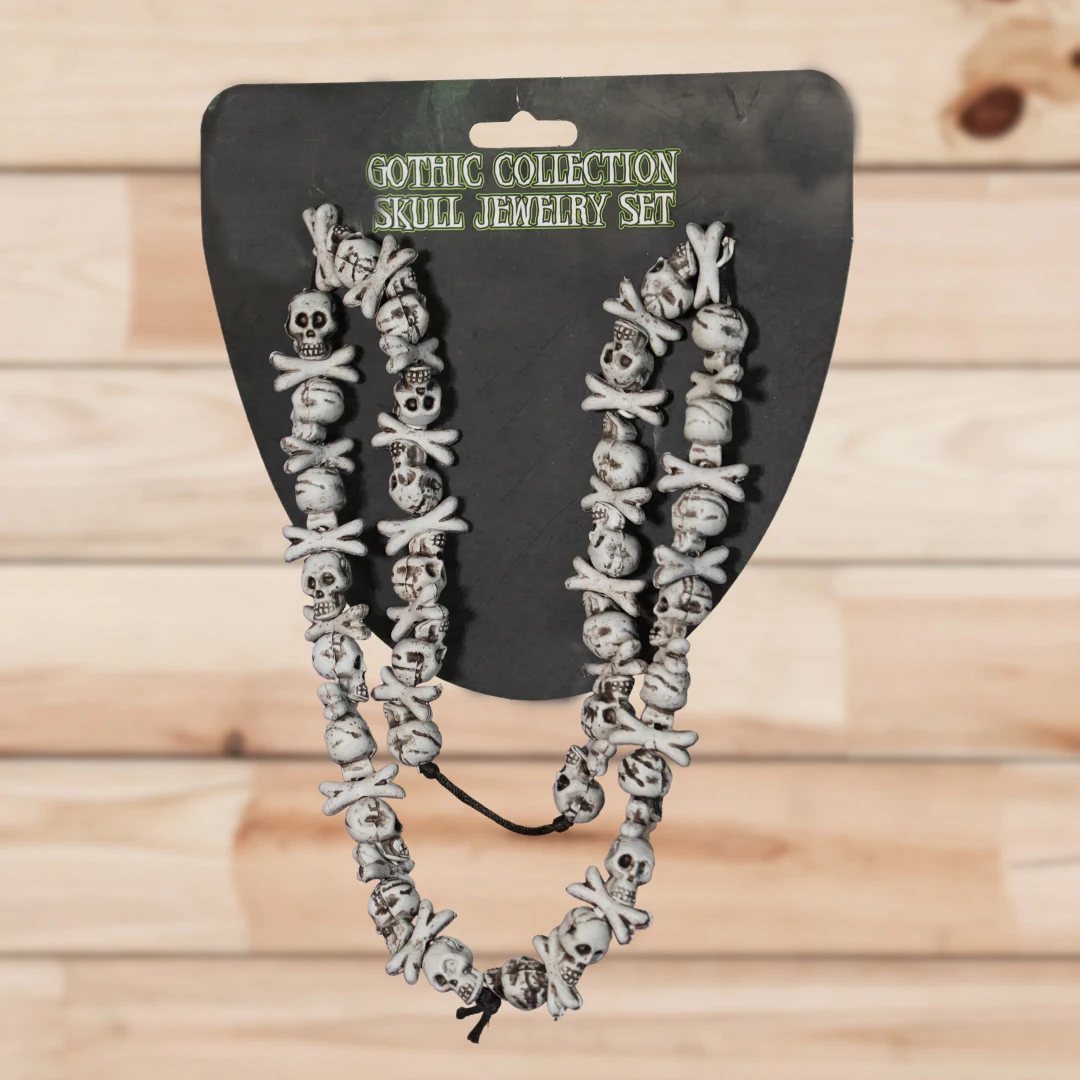 
halloween accessary decoration skull necklace with cross bones made by Plastic Party accessary custume 