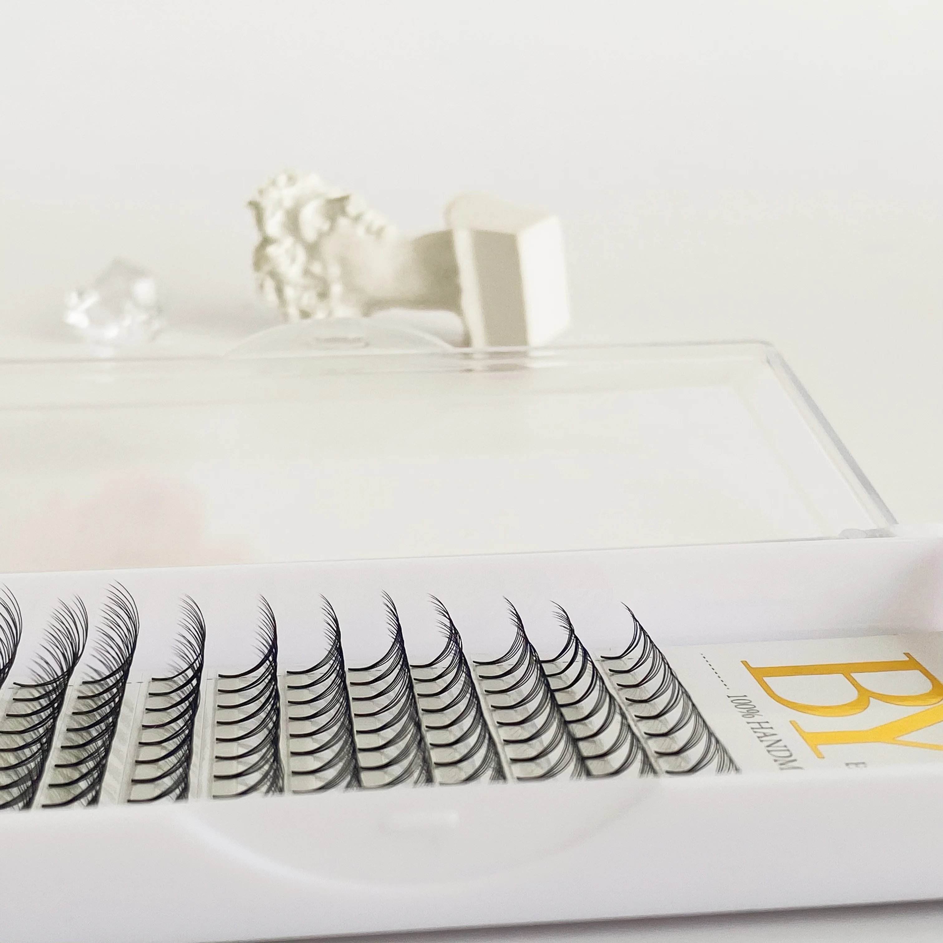 Новые корейские PBT Готовые накладные ресницы тонкие остроконечные острые 10D 500 1000 матовые черные свободные вееры готовые очищающие