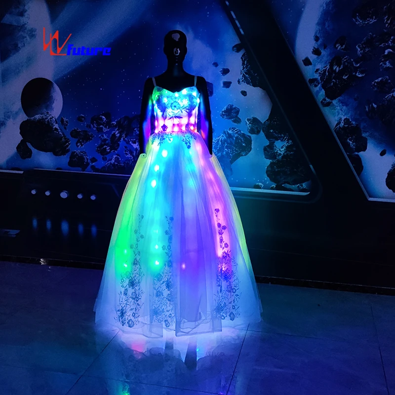 Лидер продаж светодиодная светящаяся экзотическая Одежда для танцев свадебное платье со светодиодной подсветкой показа