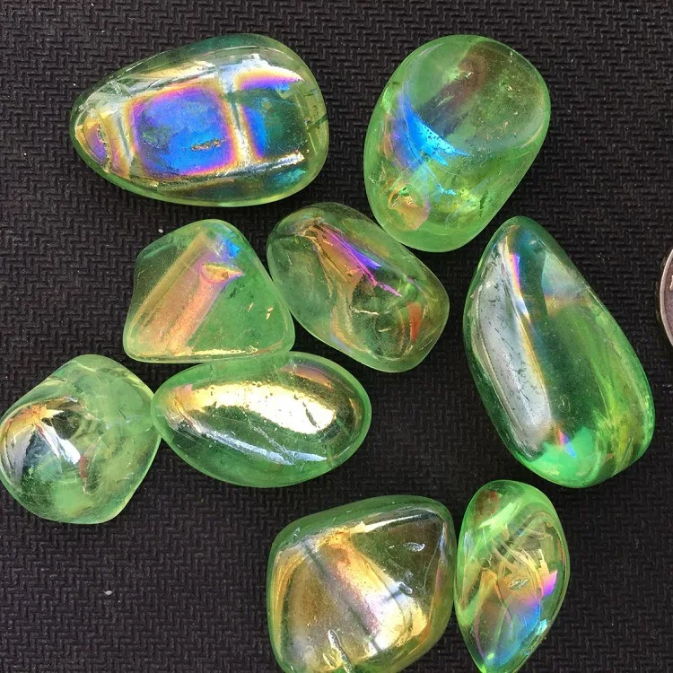 Hot Sale Rainbow Natural Aqua Angel Quartz Crystals Tumbled Chips Stone