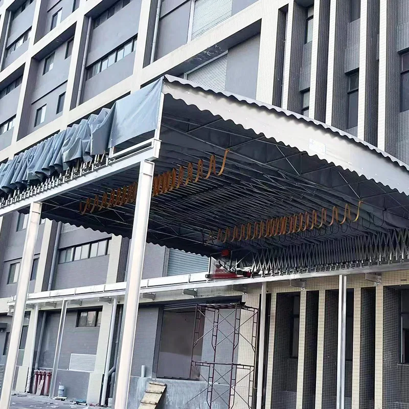 Large Electric Retractable Canopy Remote Control Steel Frame Pushes Pulls Carport Garage Mobile Logistics Warehouse Outdoor Use