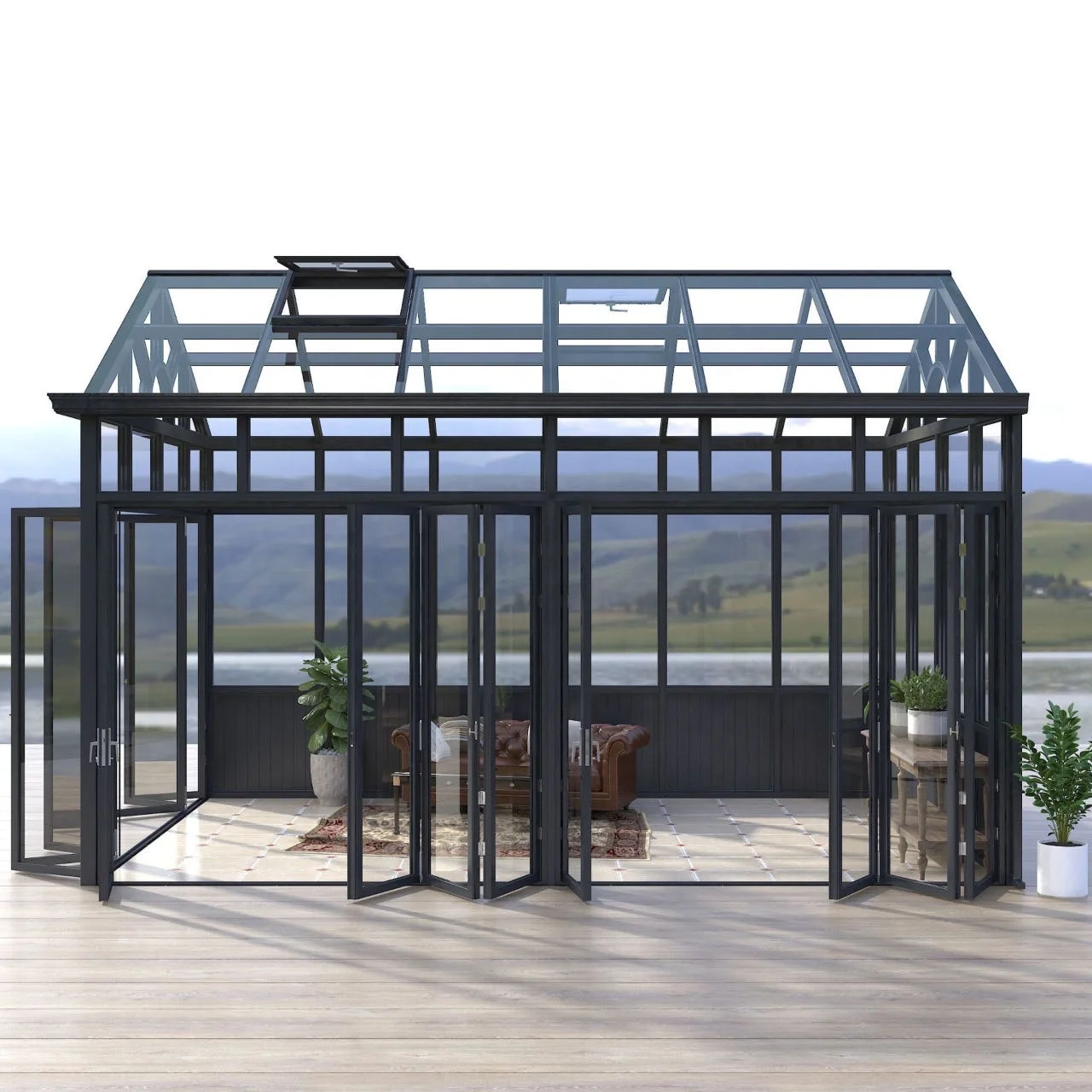 EROMMY Sunroom всезонная беседка солярий оцинкованная стальная крыша алюминиевая рама для улицы