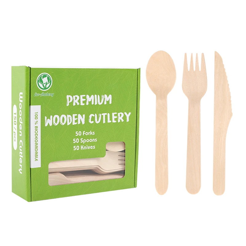 Wooden Tableware Biodegradable Tableware Wooden Spoons Forks And Knives
