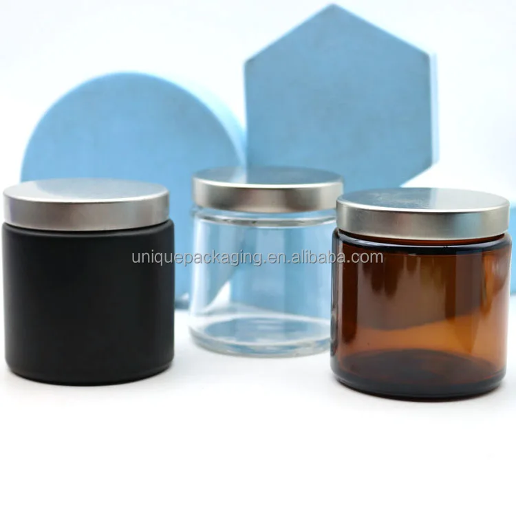 Factory custom 4oz 6oz clear empty Dipping Powder Jar Nail Art Glitter Glass Cosmetic Packaging