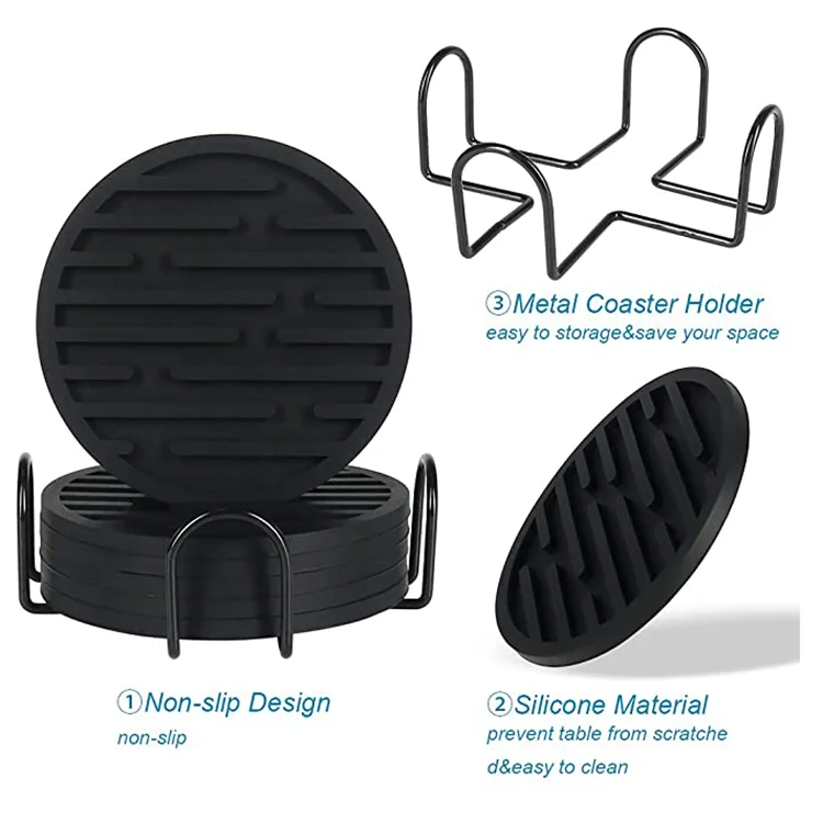 Washable Durable Unbreakable custom logo silicone coasters for drink round shape insulated fancy coffee cup coaster