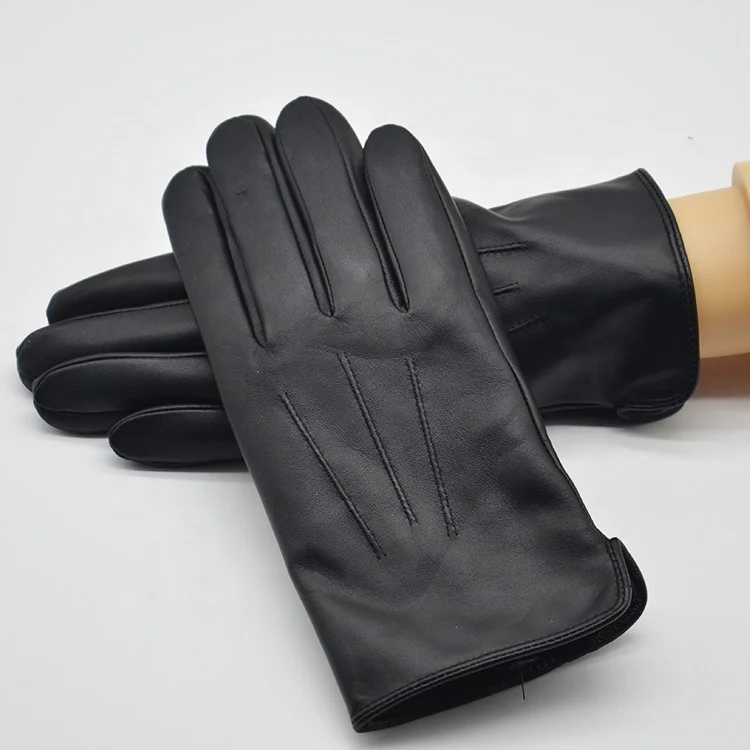 Direct Factory Winter Warm black grey touch screen Cabretta Men Leather Gloves