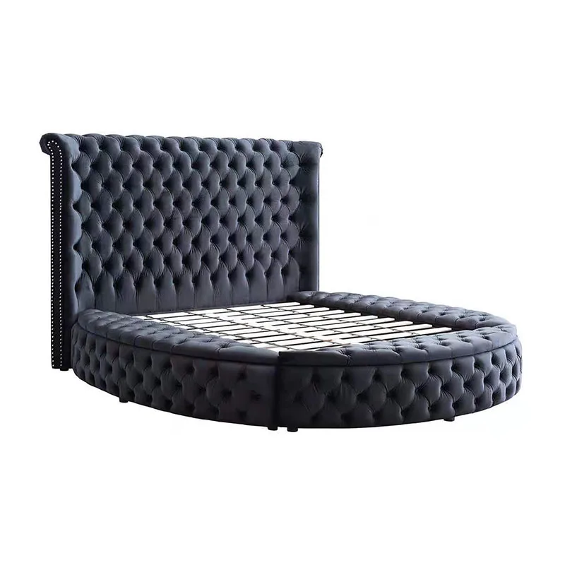 Pinzhi home furniture  luxury tufted round folding storage bed frame furniture  bedroom sets