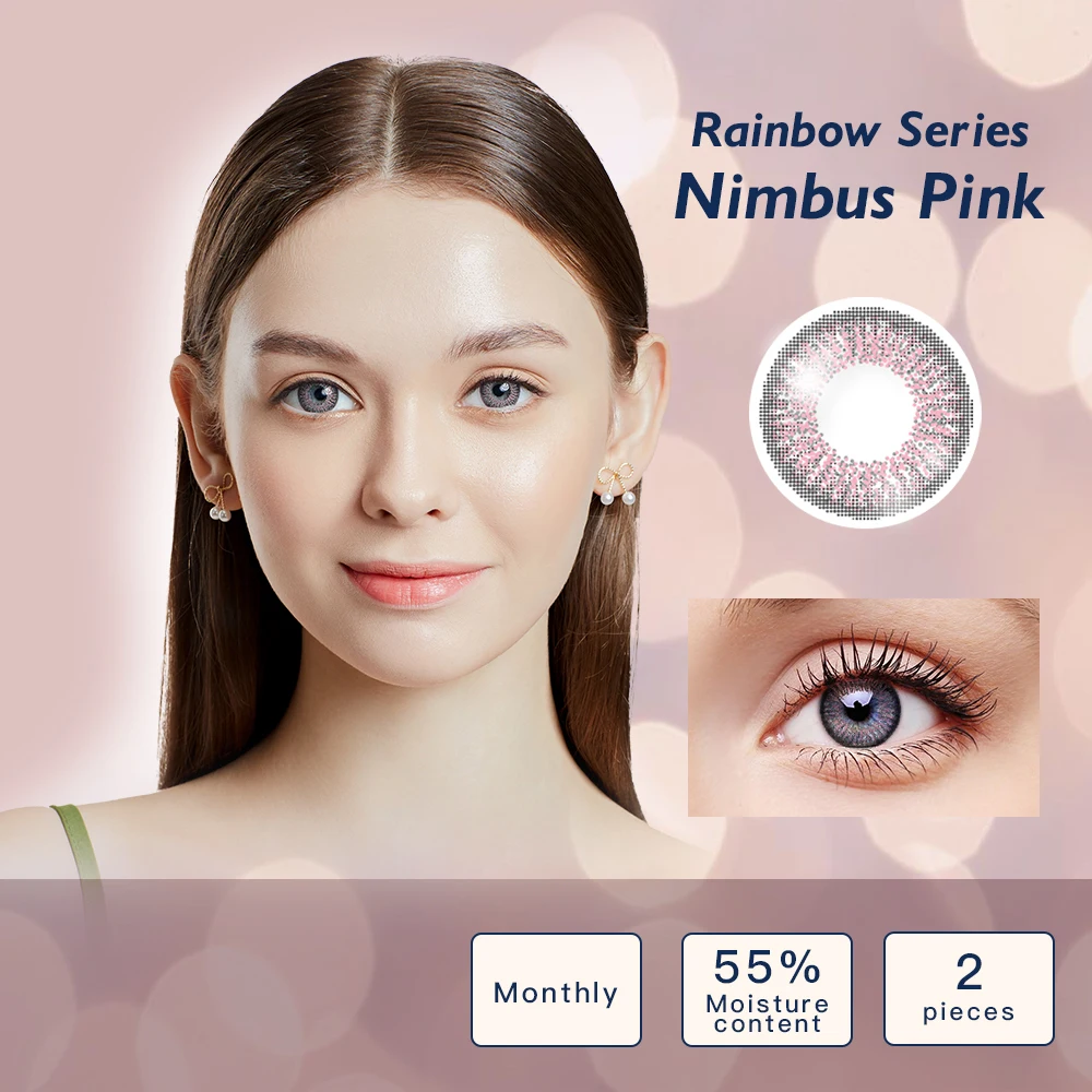 Elliecoo Nimbus Pink halloween crazy color eye contacts lens monthly