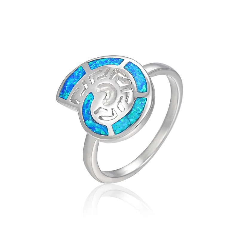 XYOP True 925 Sterling Silver Opal Ring Geometric Design Blue Synthetic Opal lucky Ring Fashion Trend