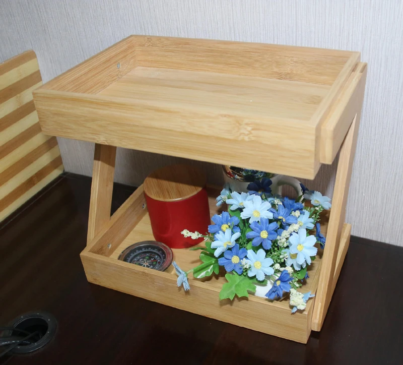 High Quality 2 Tier Storage Shelf Bamboo Makeup Organizer bamboo make up organizer